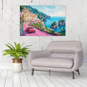 Obraz - Ružová cesta na pobreží (90x60 cm)