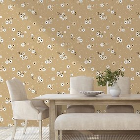 Tapeta kvetinové pole na béžovom pozadí