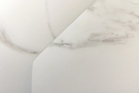 Jedálenský stôl INCEPTION 130-190 cm rozkladací oválny keramický vrch s bielym mramorovým vzhľadom