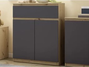 Skrinka so šuplíkom Carlos, dub artisan/grafit, 80 cm%