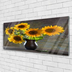 Obraz na akrylátovom skle Slnečnica váza rastlina 125x50 cm