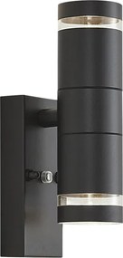 Moderne buiten wandlamp zwart 2-lichts IP44 met schemersensor - Dubbla