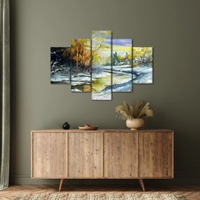 Obraz zimnej rieky, olejomaľba (150x105 cm)