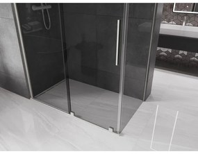 Mexen Velar, sprchový kút s posuvnými dverami 160 x 90 cm, 8mm šedé sklo, brúsená oceľ, 871-160-090-41-97