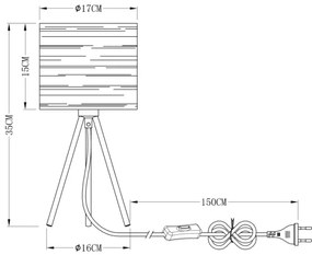 Globo 15342T - Stolná lampa TUNNO 1xE14/15W/230V