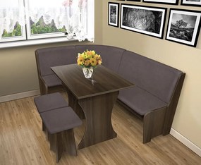 Nabytekmorava Jedálenská rohová lavica sa štokrlemi a stolom farba lamina: Antracit, čalúnenie vo farbe: Mega 017 sivá