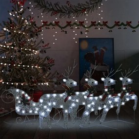 Vianočná vonkajšia ozdoba so sobmi a saňami 100 LED strieborná 3100428