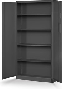 Kovová spisová skriňa DANIEL, 900 x 1850 x 400 mm, antracitová