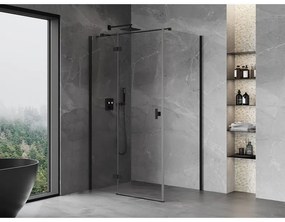 Mexen Mist H T, sprchový kút s výklopnými dverami ľavý 70 x 95 cm, číre sklo, čierna, 8A5T-070-095-70-00-L