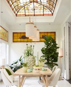 Závesné svietidlo v prírodnej farbe s textilným tienidlom Dania – Light &amp; Living