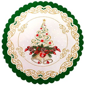 Vianočný okrúhly obrus Homa TREE green Ø 35 cm