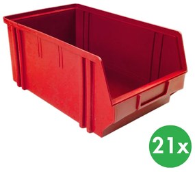 Plastové boxy BASIC, 205 x 335 x 149 mm, 21 ks, červené