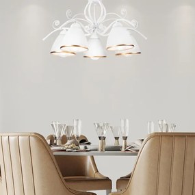 Luster na reťazi RETRO II 5xE27/60W/230V biela