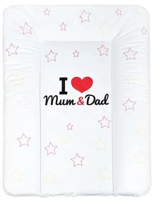 Prebaľovacia podložka mäkká New Baby I love Mum and Dad biela 70x50cm
