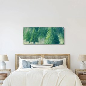 Obraz - Maľované ihličnany (120x50 cm)
