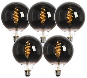 Sada 5 inteligentných LED žiaroviek E27 G125 čierne 4W 60lm 1800-3000K