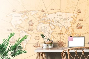 Samolepiaca tapeta mapa sveta so starými obchodnými cestami