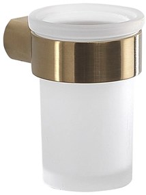 Biely/v zlatej farbe nástenný sklenený téglik na zubné kefky Gedy Pirenei – Sapho