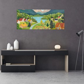 Obraz - Dedina v horách (120x50 cm)