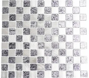 Hliníková mozaika strieborná/čierna lesklá 32,7x30,2 cm