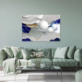 Obraz na plátně, Modrá abstrakce s 3D koulemi - 100x70 cm