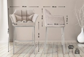 Barová stolička Damas E4 - látka, nerezový rám - Slonová kosť