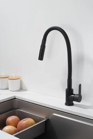 Gamma Flex 4000, stojanková drezová batéria s flexibilným ramenom, 2-funkčný výtok, čierna matná, GMA-BFX-4000BK