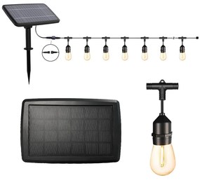 Vonkajší solárny dekoratívny svetelný reťazec, 15 ks E27 LED žiaroviek, 15m