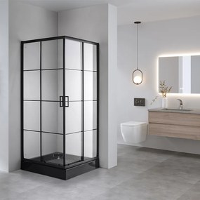 BPS-koupelny Štvorcový sprchovací kút BL32B 90x90 čierna/transparent + vanička SXL02B BL čierna