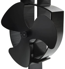 Teplom poháňaný ventilátor na krb s 3 lopatkami čierny