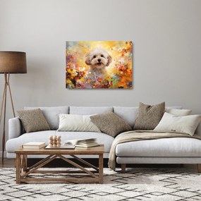 Sklenený obraz - Šťastný pes (70x50 cm)