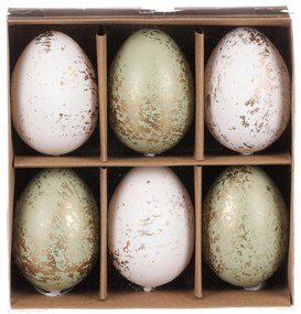 Sada umelých veľkonočných vajíčok zlato zdobených, zeleno-biela, 6 ks​