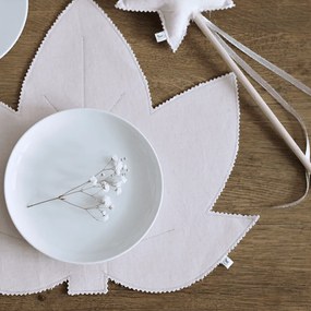 Ľanové prestieranie javorový list púdrová ružová so striebrom 37x37cm