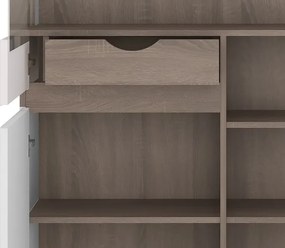 Nízka vitrína Linate, biely lesk/dub