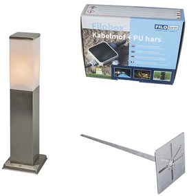 Vonkajšia lampa oceľová 45 cm IP44 - Malios so zemným hrotom a káblovou prírubou