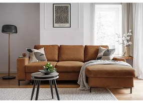 Oranžovohnedá menčestrová rozkladacia rohová pohovka (pravý roh) Lofty Lilly – Miuform