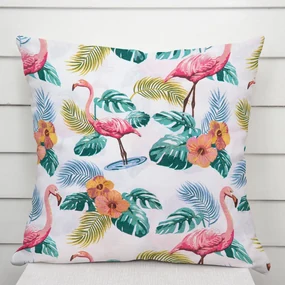 Biante Dekoračná obliečka na vankúš Leona LN-018 Plameniaky a tropické rastliny 60 x 60 cm