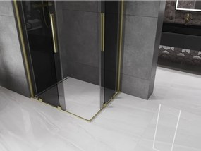 Mexen Velar Duo, sprchový kút s posuvnými dverami 100 x 90 cm, 8mm šedé sklo, zlatá matná, 871-100-090-42-55