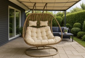 Dvoumístné závěsné houpací křeslo June béžové/krémové