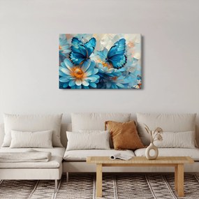Obraz - Modrí motýle (90x60 cm)