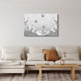 Obraz - Kvetinový dizajn s motýlikmi (90x60 cm)