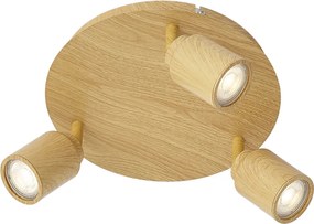 Japandi stropné svietidlo svetlé drevo s nastaviteľnými bodmi 3-Lights IP44 - Ducha
