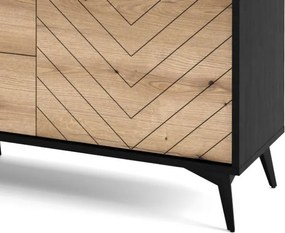 Široká komoda so zásuvkami Diamond, čierna/dub