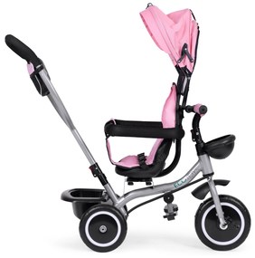ECOTOYS Trojkolka 2v1 s otočným sedadlom + sklopná strieška - ružová