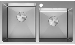 Mexen Xorin, 2-komorový nerezový drez 780 x 450 mm, brúsená oceľ, 6441782000-01