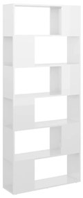 vidaXL Knižnica/deliaca stena lesklá biela 80x24x186 cm drevotrieska