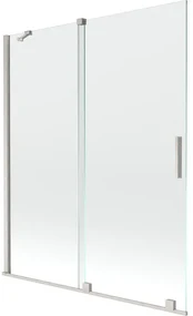 Mexen Velar, 2-krídlová posuvná vaňová zástena 140 x 150 cm, 8mm číre sklo, brúsená oceľ, 896-140-000-01-97