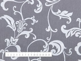 Biante Bavlnený obdĺžnikový obrus Sandra SA-183 Biele kvetované ornamenty na sivom 120x200 cm