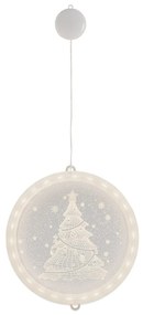 LED svetelná ozdoba na okno CHRISTMAS TREE kruhová biela