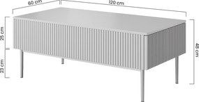 Konferenčný stolík Nicole 120 cm so zásuvkami a kovovými nohami - čierny mat / zlaté nohy